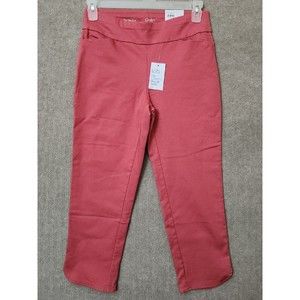 Croft Barrow Effortless Stretch Ankle Pants Womens 6 Petite Pink Pull On NEW